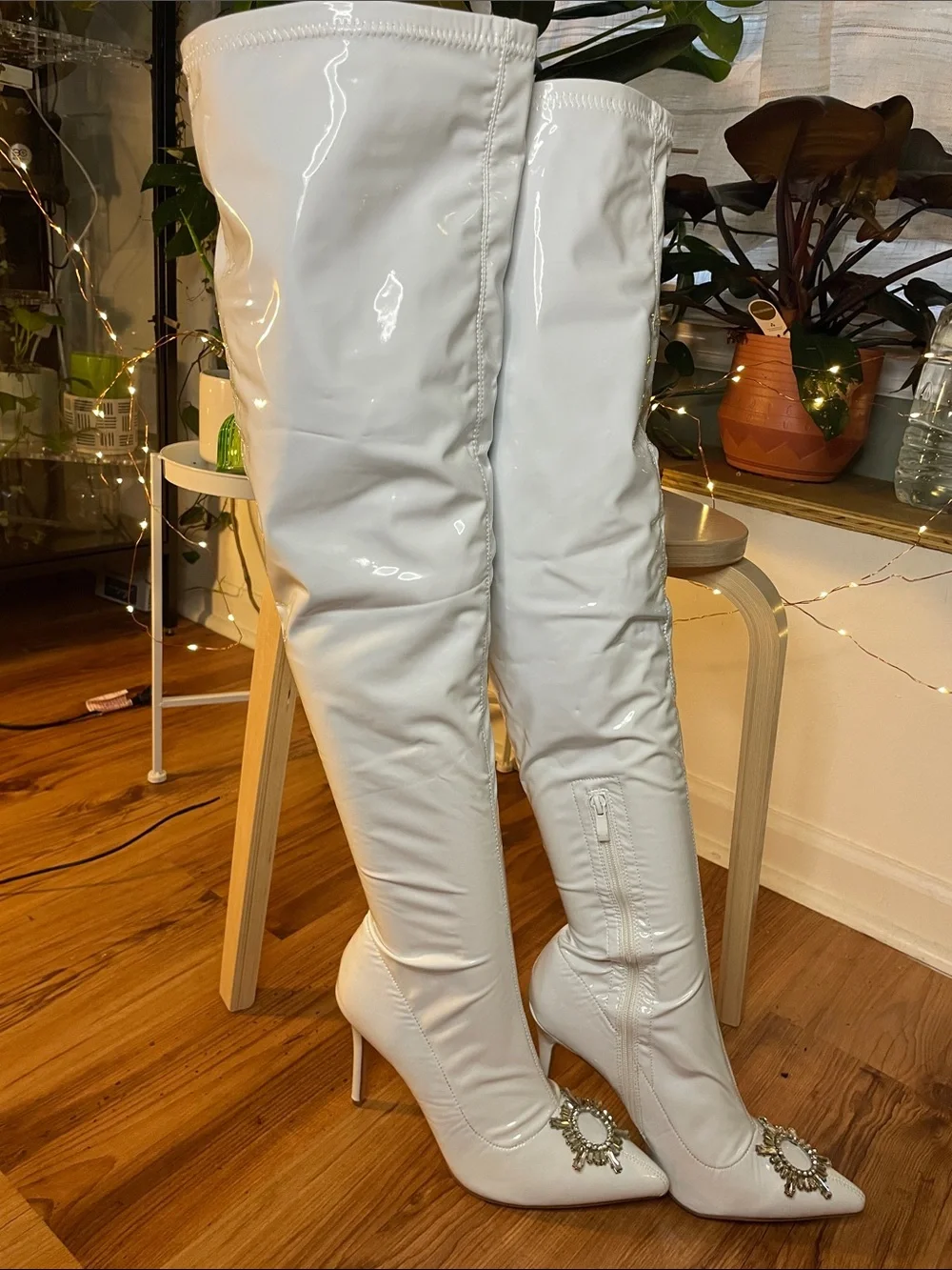 EGO White Over-the-Knee Stiletto Boots